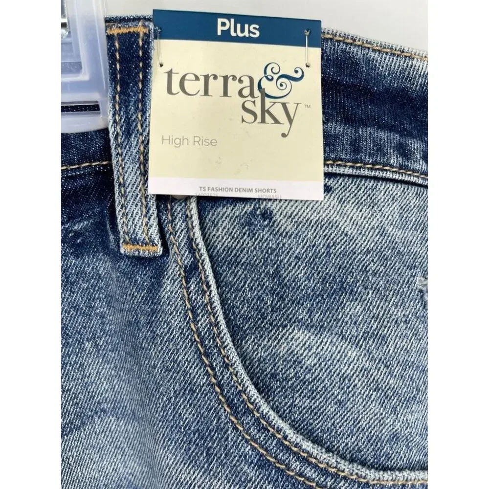 Terra & Sky Plus High Rise Blue Denim Jeans NEW Size 26W Womens Summer Vacation